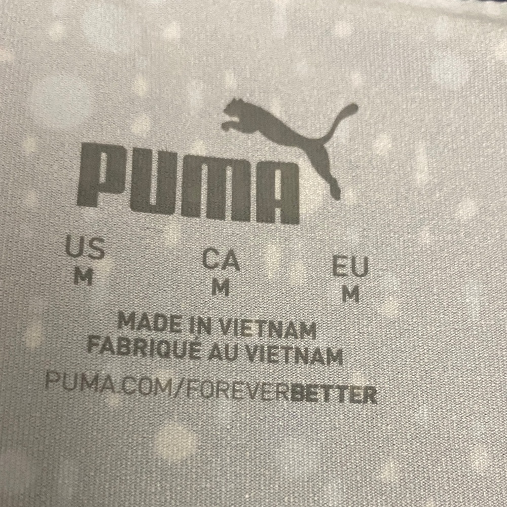 3/$20✨Puma Navy Blue Short Sleeve V-Neck Dot Print Tee - Picture 3 of 7